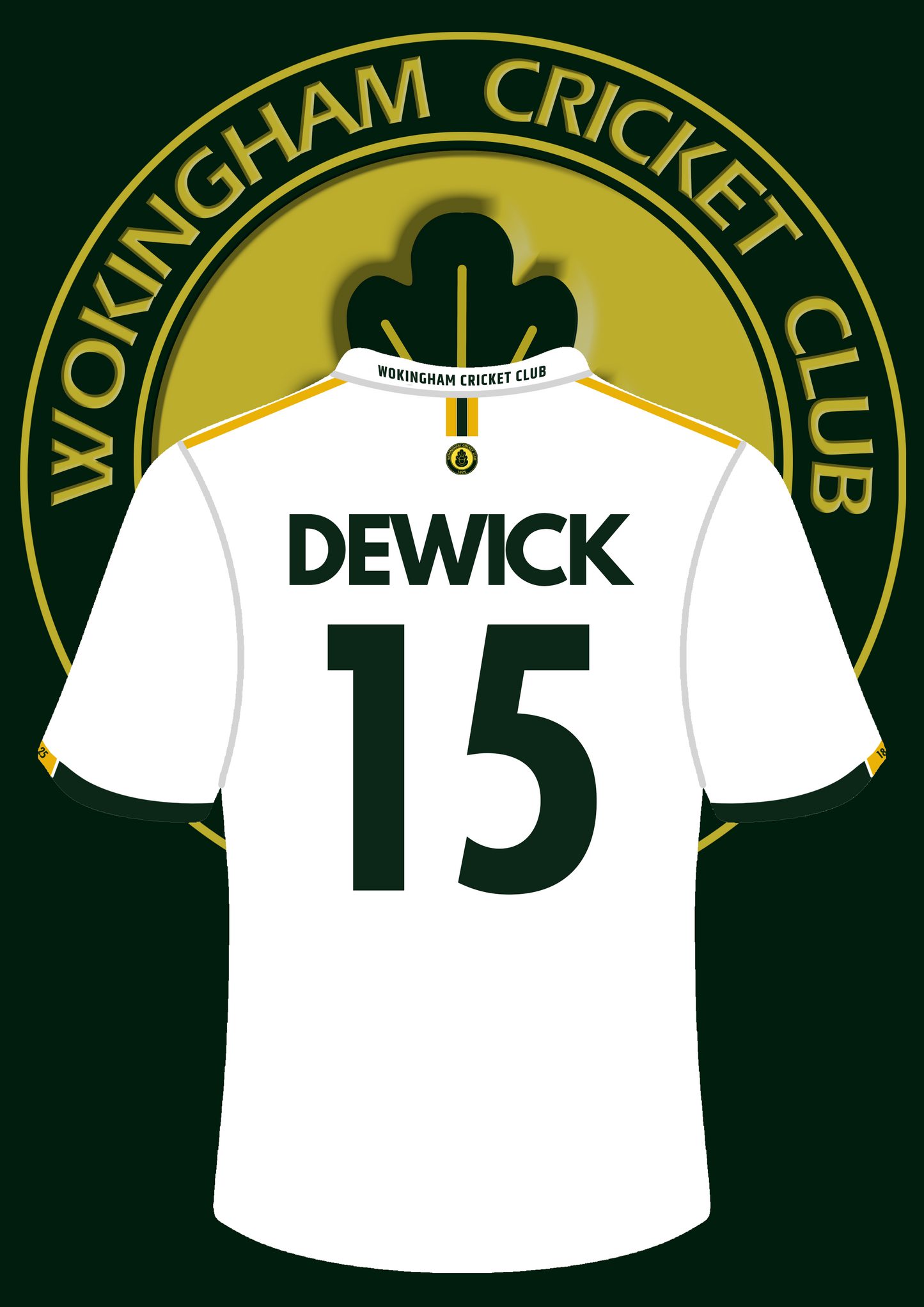 Wokingham Cricket Club Personalised A4 Shirt Print - Green or White